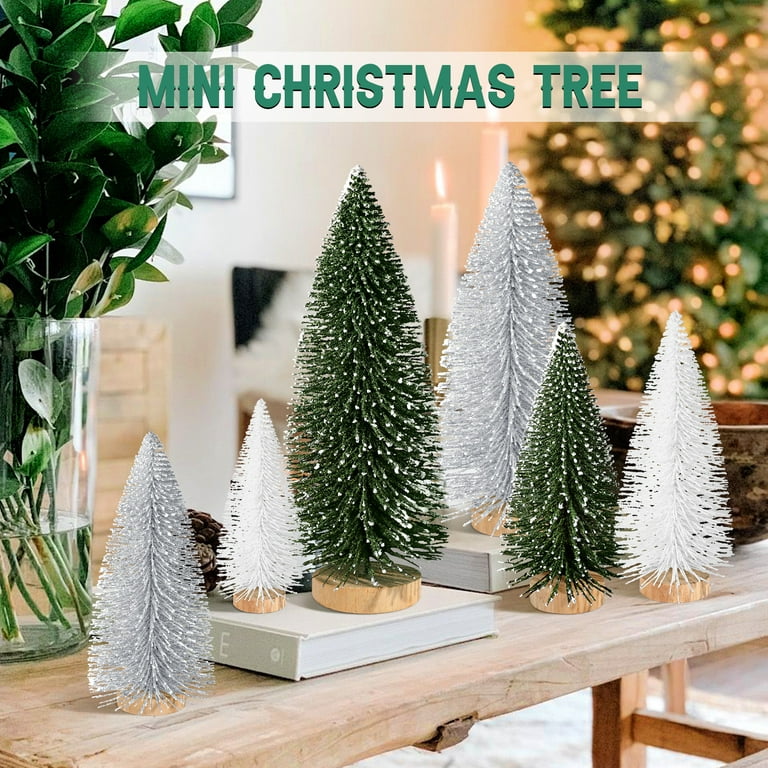Miniature Bottle Brush Tree Christmas Ornament Set