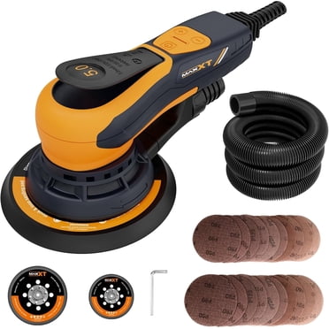 MAXXT Electric Palm Random Orbital Sander with Brushless Motor, 5&6Inch Sanding Pads, Central Vacuum, Sanders for Woodworking