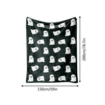 Sahpxhe Halloween Throw Blankets, Double-Sided Cozy Ghost Pattern Patchwork - Soft & Warm Blanket for Couch, Office, Bed 59x78.7Inch Black
