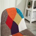 thumbnail image 3 of Hodedah Tissu Rembourré Multi-Couleur Patchwork Design Chaise d'Accent de Salle à Manger, 3 of 6