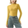 thumbnail image 5 of Hvyesh Womens Slim Fitted Mock Turtleneck Tops Long Sleeve Lightweight Base Layer Shirts Trendy Y2K Streetwear Tshirts, 5 of 5