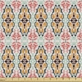 thumbnail image 1 of Folk Fabric by the Yard, Style Mosaic Tile Design Pattern with Cultural Floral Inspirations, Decorative Upholstery Fabric for Sofas and Home Accents, Multicolor by Ambesonne, 1 of 5