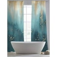 thumbnail image 5 of Turquoise Gold Geometric Sheer Curtains 84 Inch Length 2 Panels Set, Modern Abstract Oil Painting Voile Window Treatment Rod Pocket Curtains Sheers Drapes for Bedroom/Living Room/Kitchen 52"x84"x2, 5 of 7