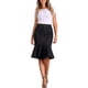 thumbnail image 2 of Falda de mezclilla con cola de pez CURVOSPORT para mujer, falda ajustada de cintura alta con volantes, XS, negra, 2 of 6