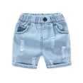 thumbnail image 3 of Boy Summer Shorts Infant Fashion Torn Trousers Children knee Length Pants Kids Casual Denim Jeans 2024 Baby Elastic Waist Shorts, 3 of 5