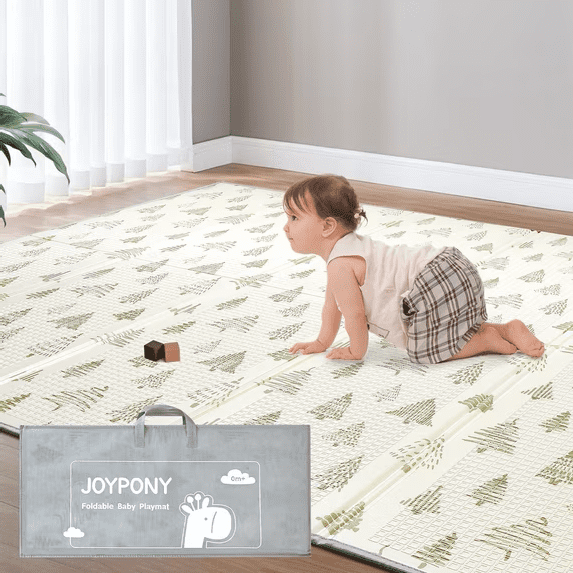 Joypony Large Baby Play Mat, 79x71" Double-Sided Forest Foldable Playmat for Babies and Toddlers