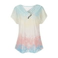 thumbnail image 5 of ShomPort Summer Casual Tops for Women V-Neck Short Sleeve T-Shirts Gradient Print Button Tees, 5 of 5