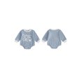 thumbnail image 2 of RUINIXCW New to The Crew Baby Boy Girl Fall Winter Outfit Bubble Romper Newborn Baby Boy Girl Hospital Coming Home Outfit Waffled Striped Letter Long Sleeve Bodysuit, 2 of 9