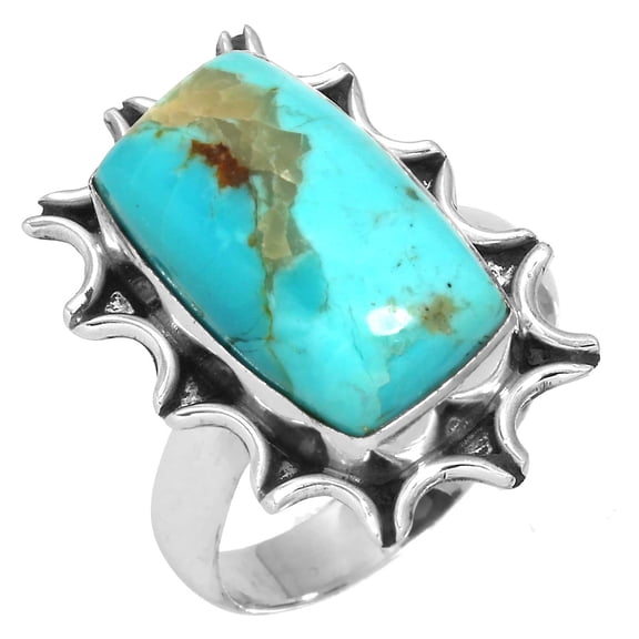Kingman Turquoise Women Jewelry 925 Sterling Silver Ring