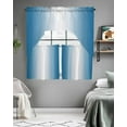 thumbnail image 5 of Blue Ombre Swag Valance and Tier Curtains 24'' Length Set, Blue White Gradient Modern Abstract Art Light Filtering Kitchen Curtains, Tier Curtain Valances for Bathroom/Living Room/Bedroom/Café, 5 of 6
