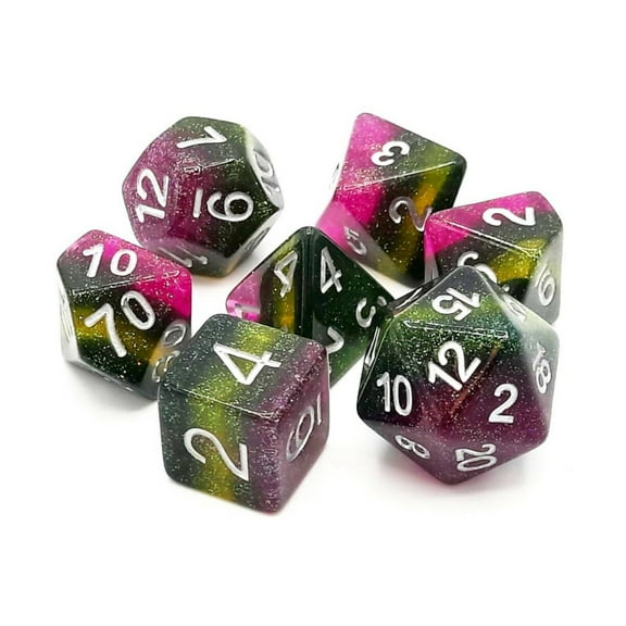 Old School Dice & Accessories Poly Set Grapevine w/Silver (7) New