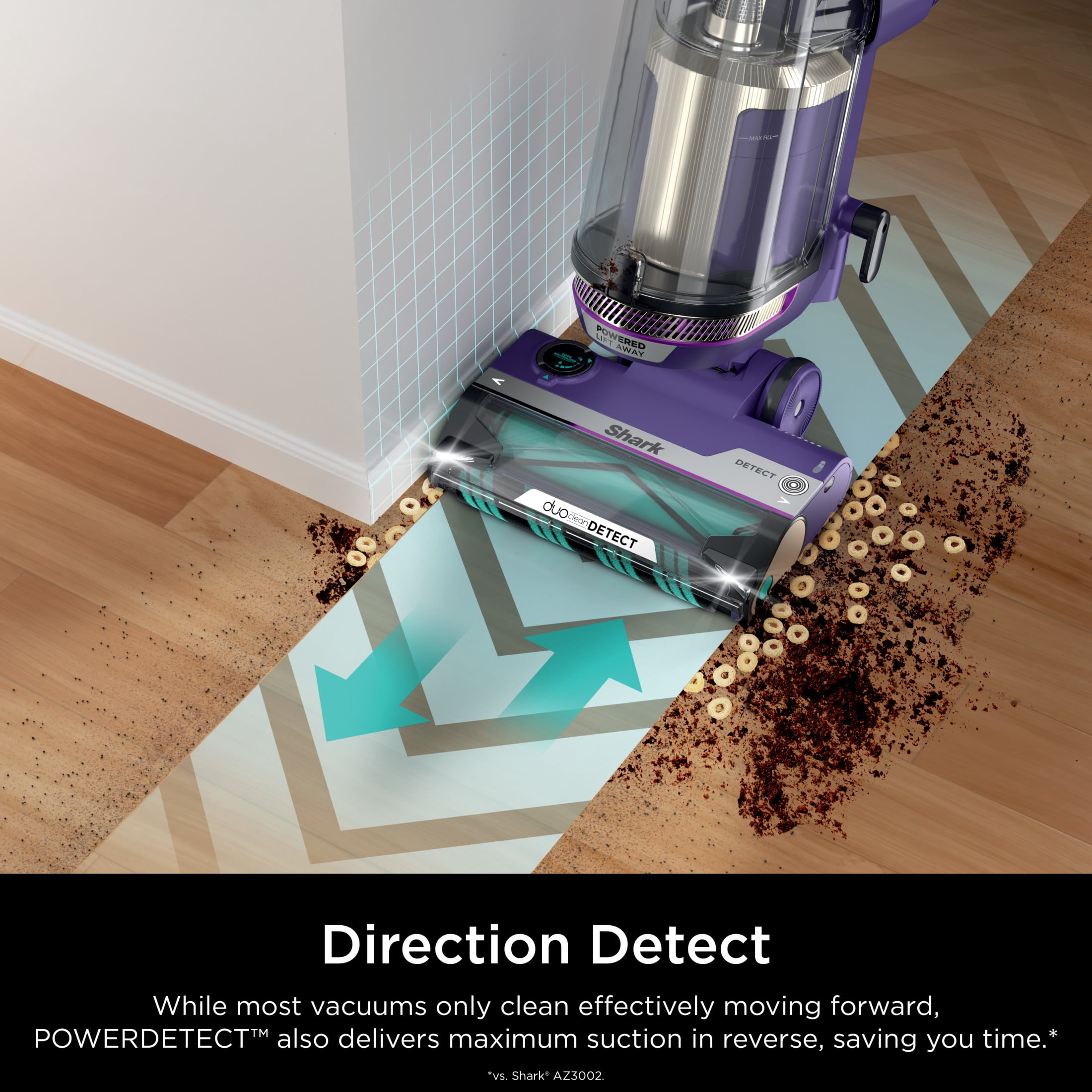 Shark PowerDetect Upright Vacuum, Pet Friendly, DuoClean Detect Technology, Self-Cleaning Brushroll, Purple AZ4002