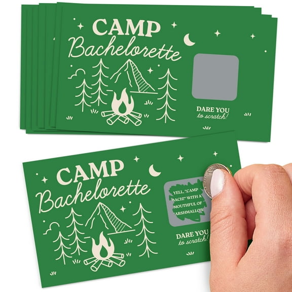 Big Dot of Happiness Camp Bachelorette Dare Cards, Cabin Glamping Bachelorette Party Game Scratch Off Dare Cards - 22 Count