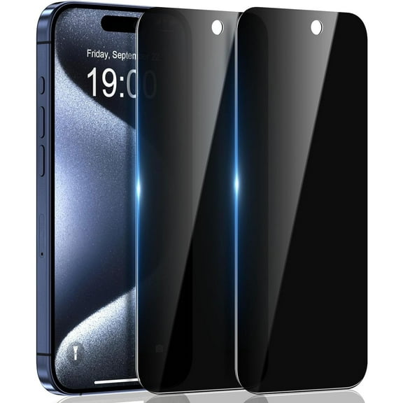 Tempered Glass 2 Pack Privacy Screen Protector for iPhone 14 Pro - Curved Anti-Spy Anti-Peep 3D Edge Case Friendly for iPhone 14 Pro