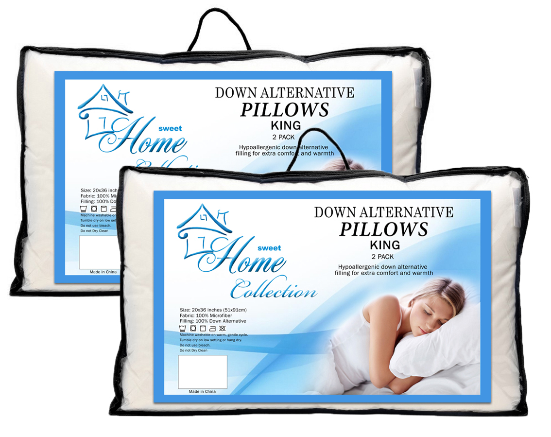 Down Alternative Hypoallergenic White Bed Pillow Premium 4 Pack