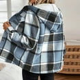 thumbnail image 5 of Women's Fashion Casual Loose-Fitting Long-Sleeved Plaid Print Hooded Jacket Baseball Jacket for Fall and Streetwear Style,Light Blue,XL, 5 of 7