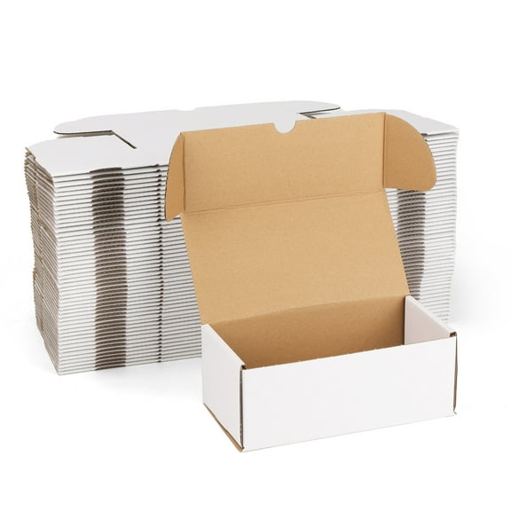 (50 pack)8x4x3 Shipping Boxes, Small Tuck-Top Corrugated Box, Mailer Box, white