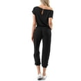 thumbnail image 6 of Fashionazzle Women's Sexy Off Shoulder Elastic Waist Beam Foot Jumpsuit Rompers, 6 of 14