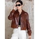 thumbnail image 2 of Chaqueta de cuero genuino vintage para motocicleta para mujer, tendencia 2024, chaqueta bomber recortada de piel de vaca real de alta gama, 2 of 5