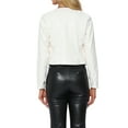 thumbnail image 3 of INSPIRE CHIC Women's Coat Faux Leather Crop Collarless Open Front PU Moto Biker Jackets XS White, 3 of 6