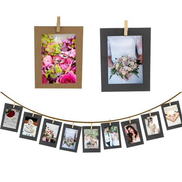 Ludlz 220cm 6inch Clip Photo Holder, Photo Collage Frame, Large Picture  Display Frame with 10 Wood Clothespin Clips for Hanging Home Decoration  Baby