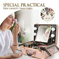 thumbnail image 3 of Kemier Makeup Train Case - Cosmetic Organizer Box Makeup Case with Lights and Mirror / Makeup Case with Customized Dividers / Large Makeup Artist Organizer Kit (Rose Gold), 3 of 8
