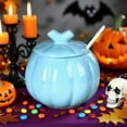 thumbnail image 6 of Litrail Pumpkin Shaped Ceramic Jar with Airtight Lid & Spoon - Heat Resistant, Blue - Halloween Thanksgiving Decor & Spice/Tea Storage, 6 of 6