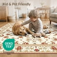 thumbnail image 4 of ODIKA 3'x5' Washable Area Rug Non-Slip, Flatweave, Easy Care Neutral Fall Vintage Trellis Delicate Border Scroll Cream Boho for Hallway, Laundry Room, 4 of 7