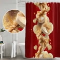 thumbnail image 5 of Red Valentine's Day Shower Curtain, Waterproof Shower Curtains for Bathroom, Golden Valentines Gifts Love Hearts Washable Fabric Bathtub Curtain Set Bath Decor with 12 Hooks Standard 72"x72", 5 of 8