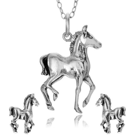 Brinley Co. Women's Sterling Silver Baby Horse Necklace and Earrings Set