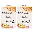 thumbnail image 4 of Fall Garden Flag Thankgiving banner Burlap Outdoor Yard Porch Sign Welcome to Our Patch Vertical Double Sided Small Pumpkin Garden decoration Home Farmhouse Autumn Decor 12.5 x 18 Inch, 4 of 7
