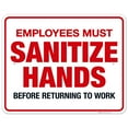 thumbnail image 1 of Employees Must Sanitize Hands Before Returning to Work Sign, 24x30 Aluminum, 1 of 1