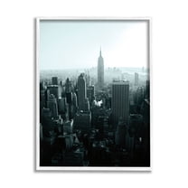 Stupell Industries Aerial City View Urban Skyscraper Photograph White Framed Art Print Wall Art, Design by Aledanda