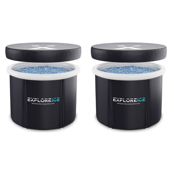Explore Ice Bath Pro Max XL Athlete Cold Bath Tub, 2 Pack, Black/White