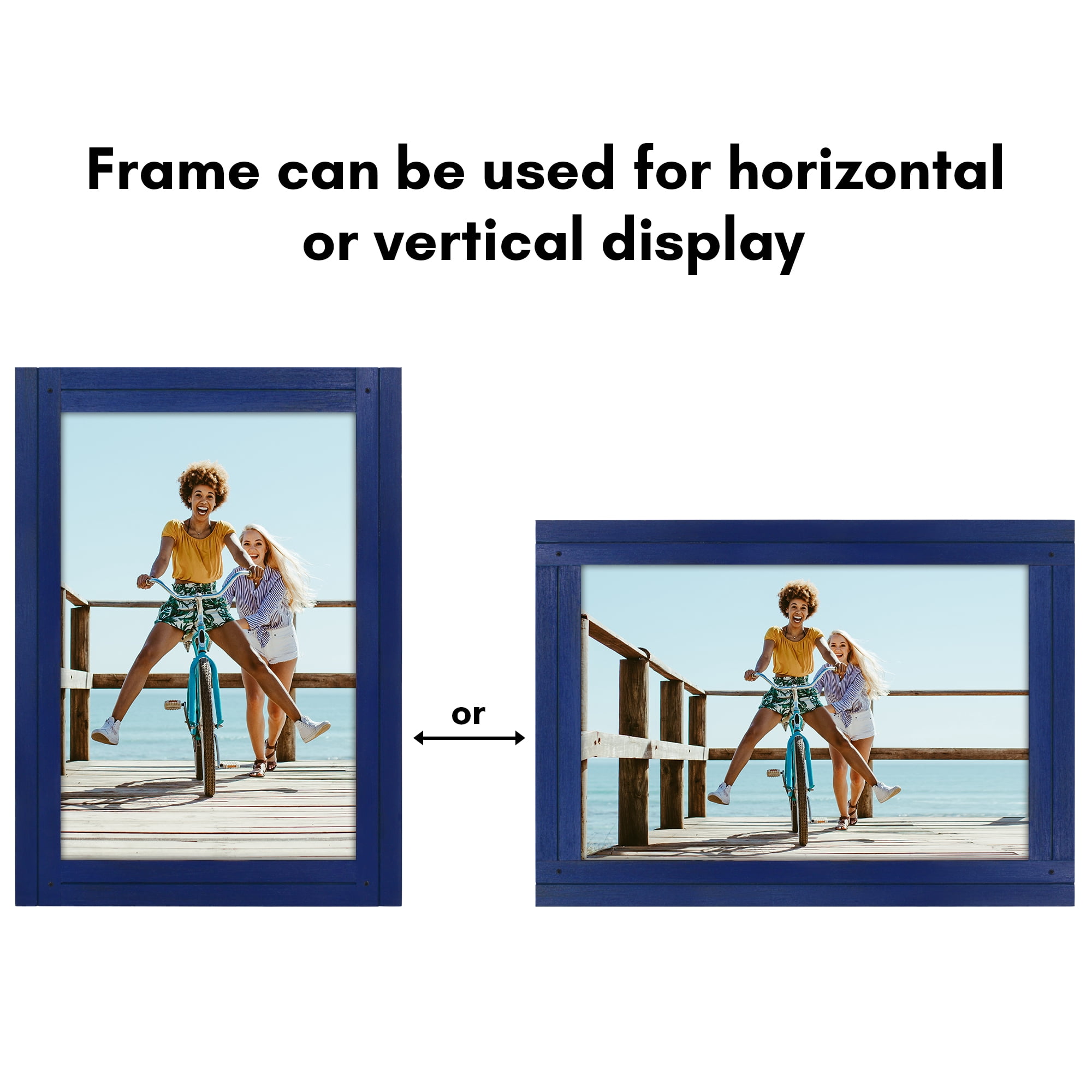 Americanflat 12x18 Poster Frame with Polished Plexiglass Hampton Collection Distressed Frames - Navy Blue