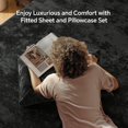 thumbnail image 2 of Velvet Fitted Sheet and Pillowcases Set, Luxury Soft Fuzzy Bottom Sheet with Reinforced Elastic Corner Straps, Deep Pocket up to 15 Inch, 1 Fitted Sheet and 2 Pillowcases (Queen, Black), 2 of 9