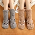 thumbnail image 3 of Aellinatey Women Winter Thermal Cute Bear Fuzzy Plush Socks Non Slip Home Sleeping Socks, 3 of 21