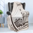 thumbnail image 4 of Obelisk Soft Flannel Fleece Throw Blanket, Buenos Aires Argentina Lettering City Sketch with Famous Monument, Cozy Plush for Indoor and Outdoor Use, 60" x 80", Dark Taupe and Eggshell, by Ambesonne, 4 of 5