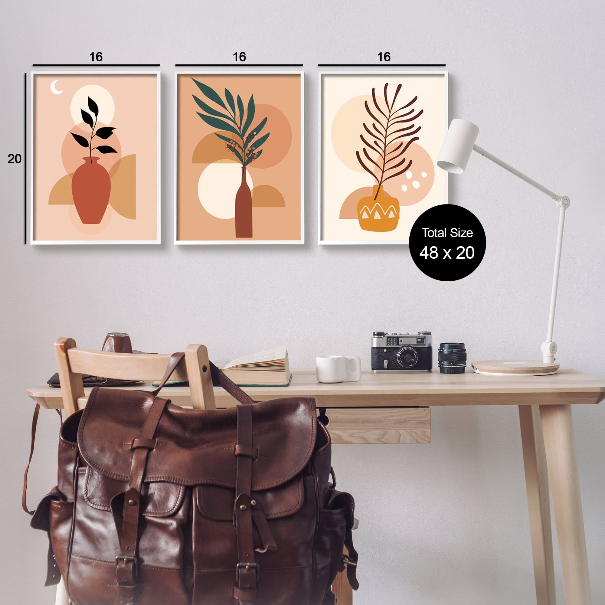 Stupell Industries Boho Plant Vases Botanical & Floral Painting White Framed Art Print Wall Art, 16 x 20