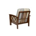 Quinn X Design Arm Chair with Exposed Wood Frame in Blue Stripe
