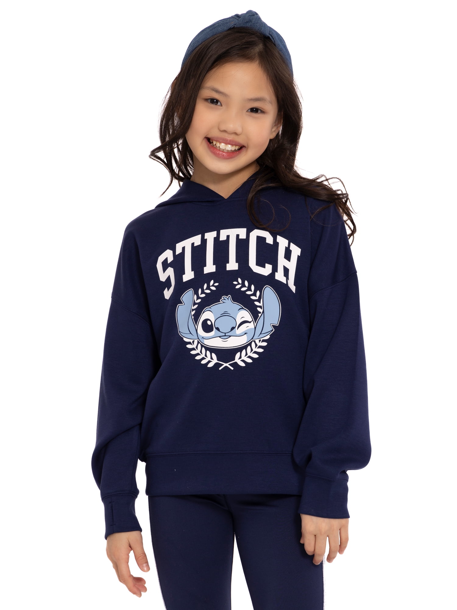 Stitch Girl's Long Sleeve Graphic Hoodie, Sizes 4-12
