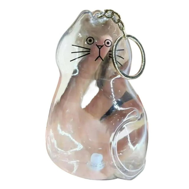 QHUDLV Bouteille de Rangement pour Poils de Chat en Acrylique Forme de Chat Pendentif Capsule Souvenir Porte-Clés pour Collectionner les Poils de Chat et de Chien Cadeaux Commémoratifs pour les Amoureux des Chats