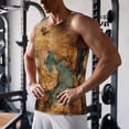 thumbnail image 5 of KLL Antique Map Adventure Scene Print Men's Muscle Gym Workout Stringer Tank Tops Bodybuilding Fitness T-Shirts Tank Tops Men-Large, 5 of 7