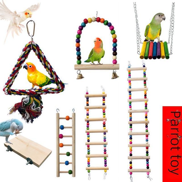 Suministros de juguetes para pájaros loro, escalera de anillo de columpio, escalera de piel de tigre, peonía, Xuanfeng, escalera de jaula para pájaros trepadores