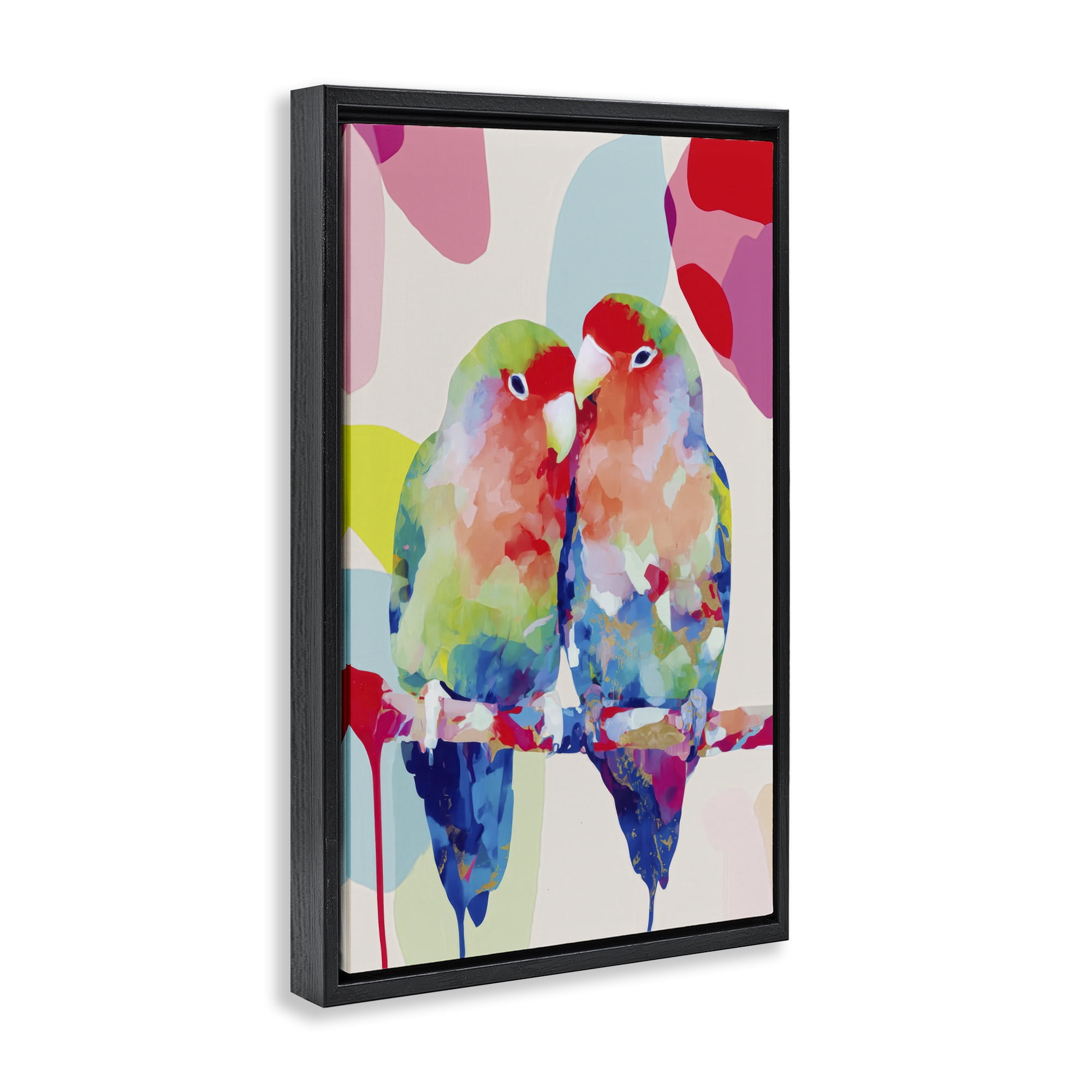 Stupell Industries Lovebirds on a Branch Black Framed Floater Canvas Wall Art, design by Chromatic Storm Studio