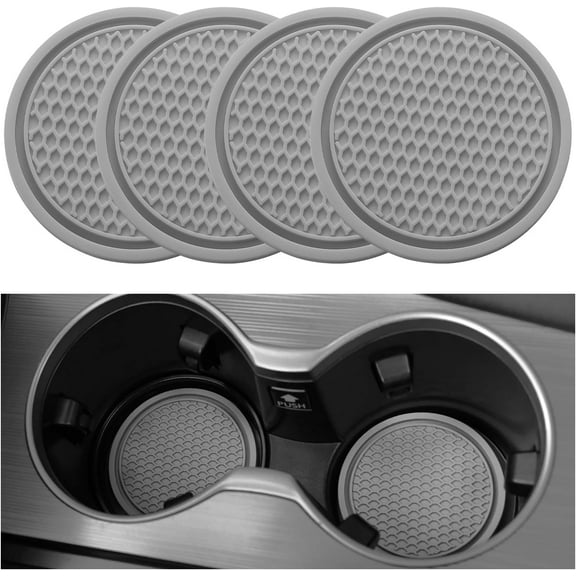 Car Cup Coaster, 4PCS Universal Non-Slip Cup Holders Embedded in Ornaments Coaster, Car Interior Accessories, Gray