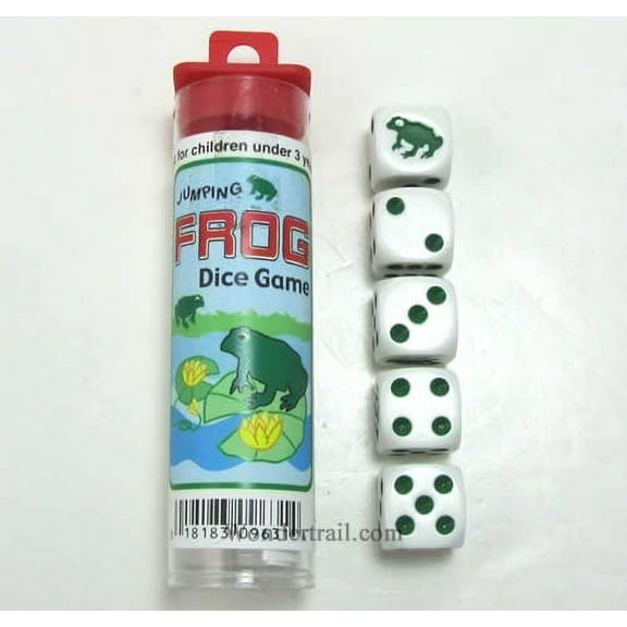 Frog Dice Game White Opaque with Green D6 16mm (5/8in) Koplow Games