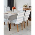 thumbnail image 5 of Sky Blue Stripe Dining Chair Covers Set of 6, Modern Minimalist Classic Blue Stripe Lines Art Chair Covers for Dining Room Removable Seat Protectors Slipcovers for Home Party Wedding Banquet, 5 of 9