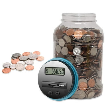 Digital Counting Piggy Bank, 1.8L Large Coin Counter with LCD Display Money Saving Jar for Kids Christmas Gift