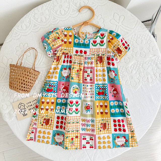 Vestidos de verano para niñas, vestidos de verano para niños, sin mangas, bonito estampado de paraguas, cuello redondo, vestido acampanado, vestidos de princesa de verano para niñas Tan Jianjun unisex